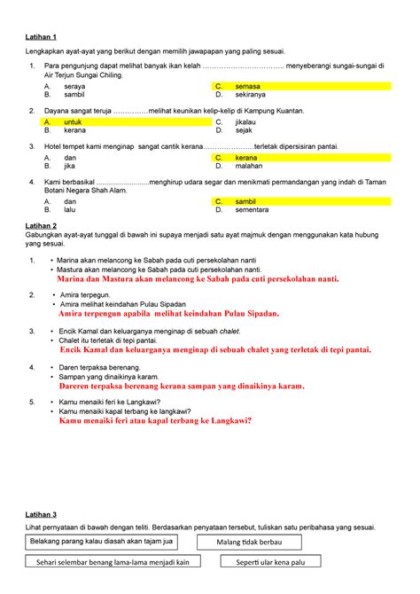 Kertas Soalan Bahasa Melayu Tingkatan 1 Dengan Jawapan Image