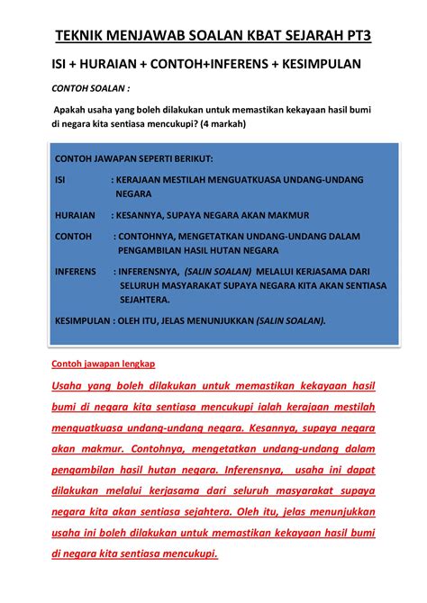 Soalan Kbat Sejarah Sejauh Manakah Image